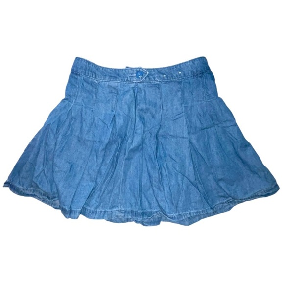 American Eagle Pleated Flared Denim Skirt Button And Zipper Closure Size 4 - Picture 1 of 5